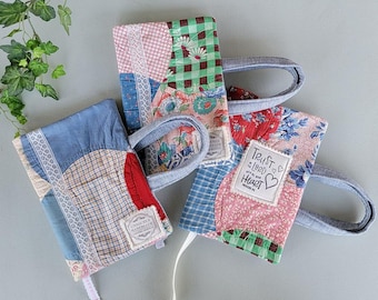 Vintage Quilted Book Cover | Handmade Patchwork Book Sleeve