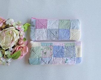 Vintage Quilt Zipper Pouch | Handmade Pencil Case
