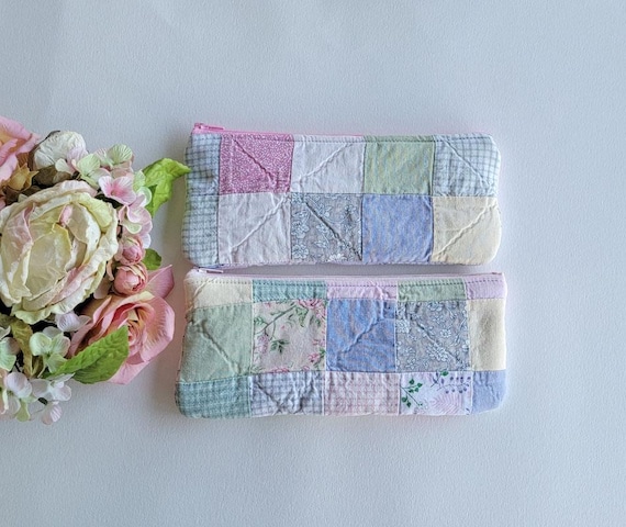 Vintage Quilt Zipper Pouch | Handmade Pencil Case
