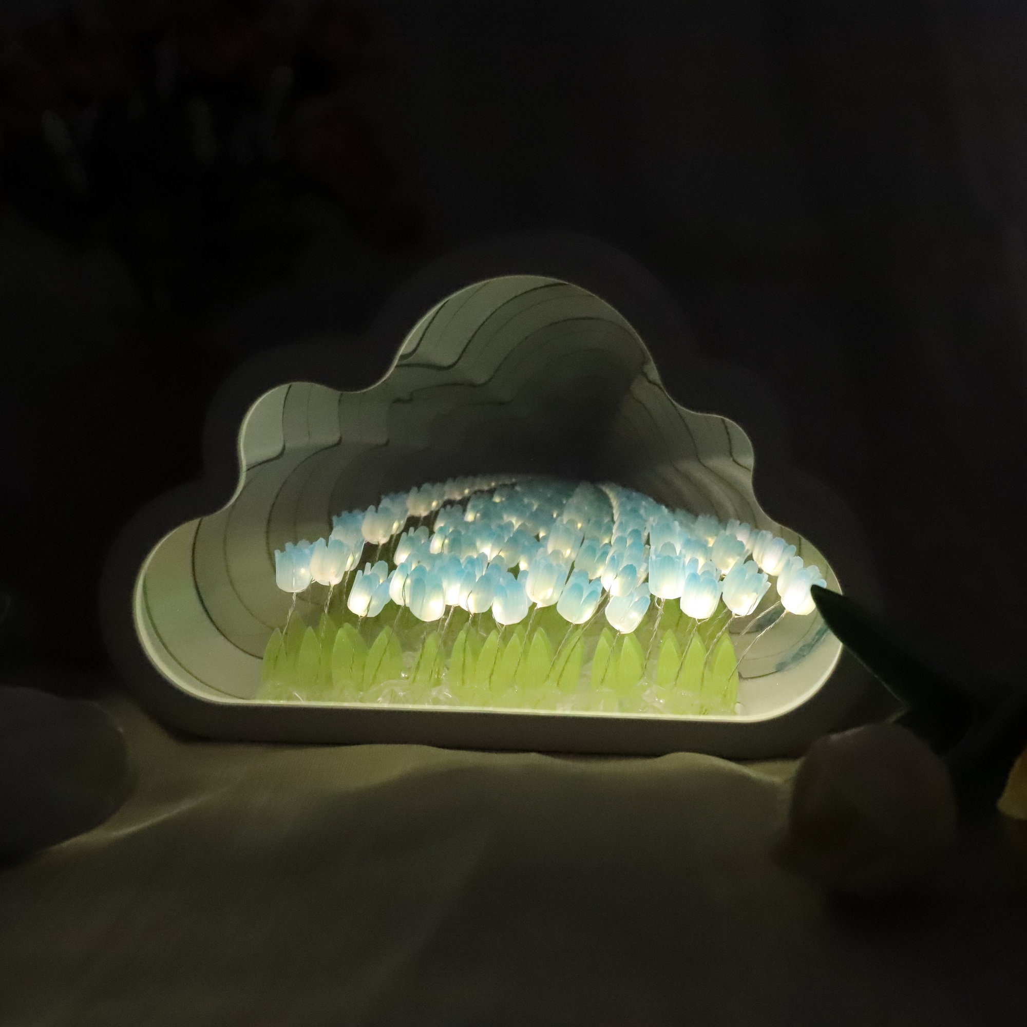 Veilleuse LED nuage tulipe bricolage, ornements de chambre de fille, cadre  photo créatif, miroir, lampes de table, chevet, cadeaux d'anniversaire  faits à la main