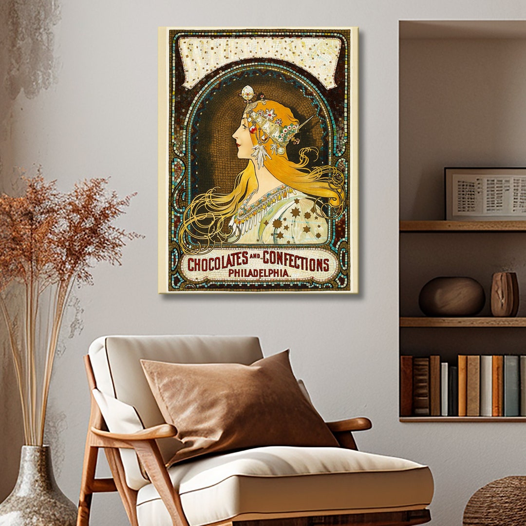 Alphonse Mucha, Chocolates and Confections, Gallery Wrapped Canvas Art ...