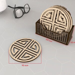 6 Different Patterned Boxed Coasters Laser Cut Svg Files. Vector Files For Laser Cutting Ai, Cdr, Dxf, Pdf, Eps zdjęcie 5