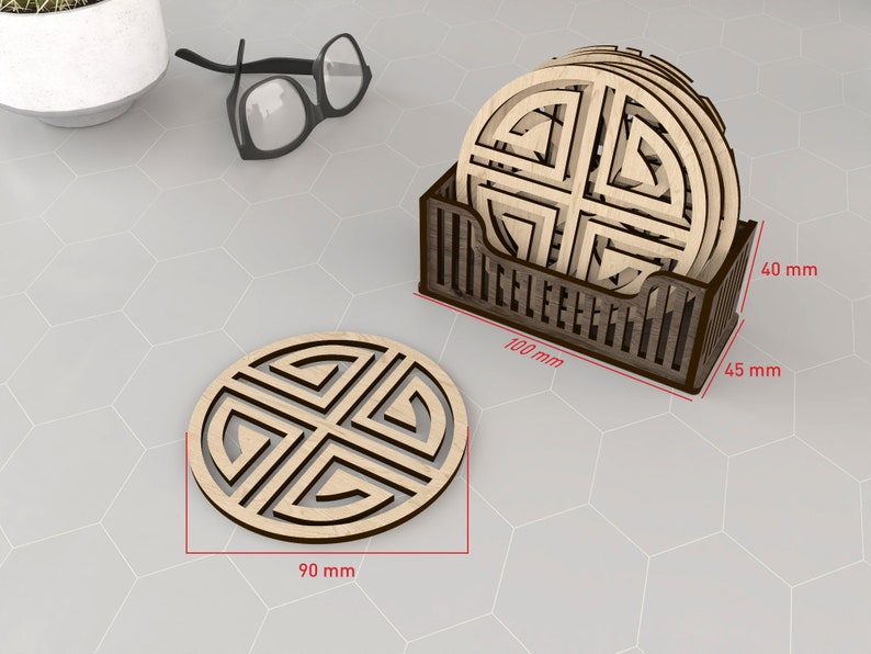 6 Different Patterned Boxed Coasters Laser Cut Svg Files. Vector Files For Laser Cutting Ai, Cdr, Dxf, Pdf, Eps zdjęcie 5
