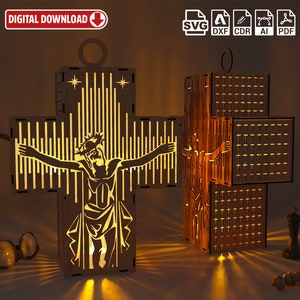 Jesus Cross Lantern: Christian Night Light, Laser Cut File (Digital Download)