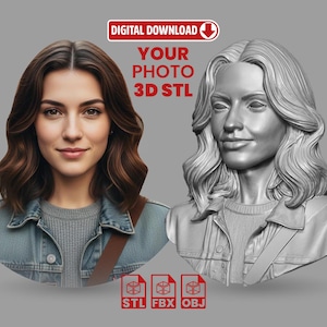 Modelo 3D personalizado a partir da sua foto STL - FBX - OBJ | Arquivo de impressão 3D personalizado | Download digital