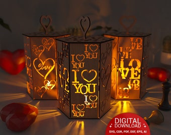 VALENTINE'S day Gift for Girlfriend and Boyfriend, Love Night Light, 6 Different Heart - Work Lantern, Lantern Decoration, Digital Download