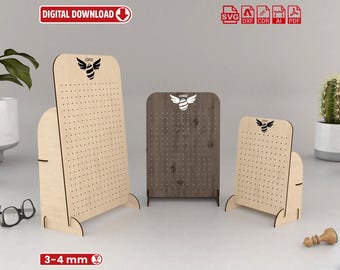 Earring Stand Laser Cut File, three Different Sizes Different Design, Jewelry Organizer, Earring Stand SVG Files Ai dxf cdr eps pdf svg