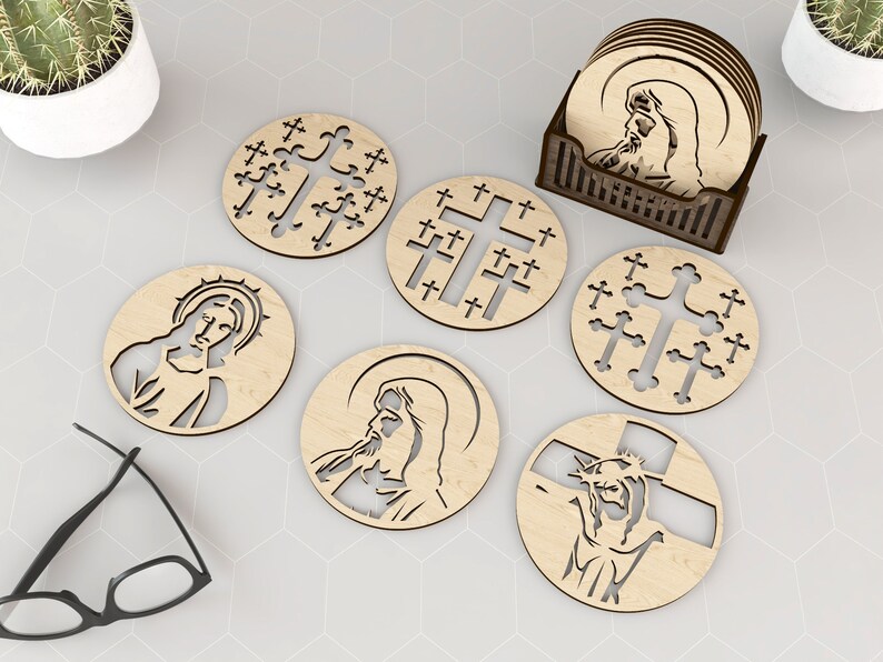 Jesus & Christian Coasters Laser Cut Files: 6 Designs (digital Download ...