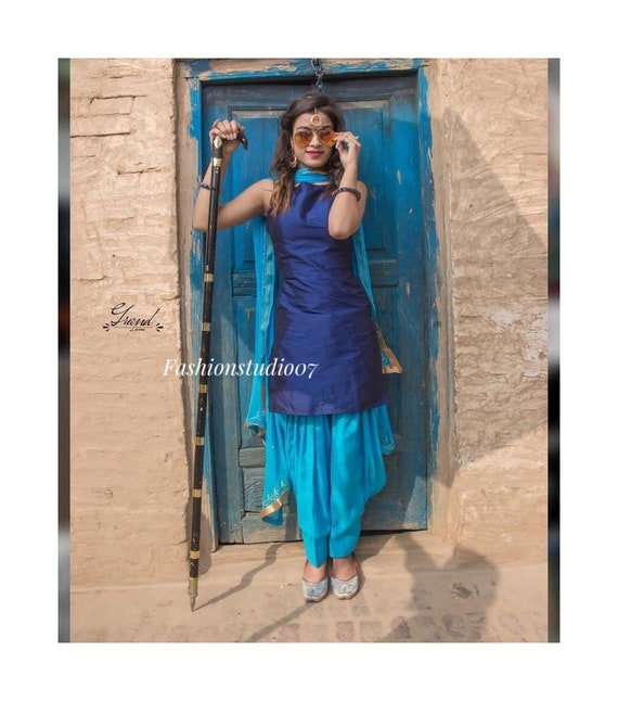 Blue colour punjabi suit design online