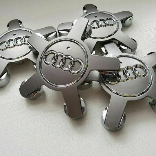 4x Audi Grey Star Wheel Center Cap Hubcaps Hub Caps 4F0601165N