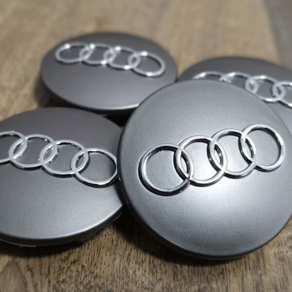 4x 60mm Grau Radkappe Nabenkappen Nabenkappen Abzeichen für Audi