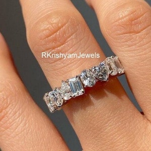 3 TCW Multi Form Farblos Moissanite Diamant volle Eternity Hochzeit Stapelring Band Designer Hochzeit Braut Band Gold Geschenk für Frauen