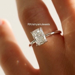 2 CT Radiant Cut Moissanite Engagement Ring Radiant Cut Wedding Ring Radiant Solitaire Ring Anniversary Ring
