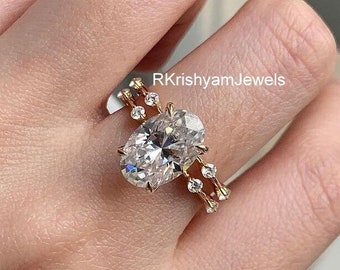 3 CT Unique Oval Cut Moissanite Engagement Bridal Set Ring  Oval Cut Diamond Double Ring  Wedding Ring Anniversary Ring Promise Ring
