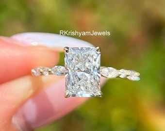 2 CT Radiant Moissanite Engagement Ring Radiant Cut Wedding Ring Radiant Solitaire Ring Anniversary Ring Radiant Solitaire Engagement Ring