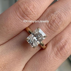 2 CT Radiant Cut Moissanite Unique Engagement Ring Radiant Cut Wedding Ring Radiant Solitaire Ring Anniversary Ring Radiant Solitaire Ring