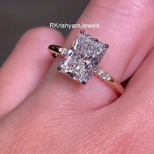 2.50 CT Radiant Cut Moissanite Engagement Ring With Hidden Halo Pave Radiant Cut Wedding Ring Radiant Solitaire Ring Anniversary Ring