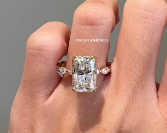 4カラット ラディアントカット モアッサナイト ソリティア エンゲージ