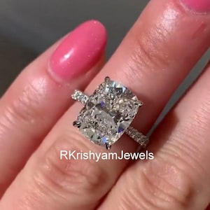 3 CT Cushion Cut Moissanite Engagement Ring Vintage Cushion Engagement Ring Cushion Cut Wedding Ring Cushion Solitaire Ring Anniversary Ring