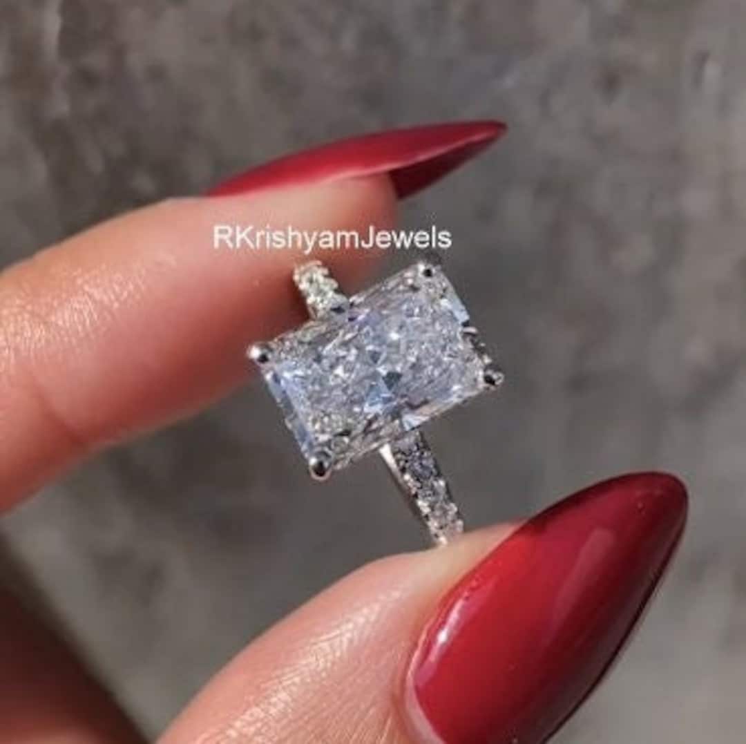 Radiant 3 Carat Moissanite Sterling Silver Ring