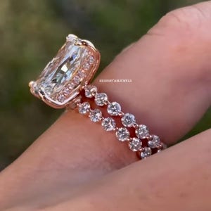 4 CT Radiant Moissanite Bridal Set Ring Radiant Cut Wedding Ring Radiant Solitaire Ring Anniversary Ring