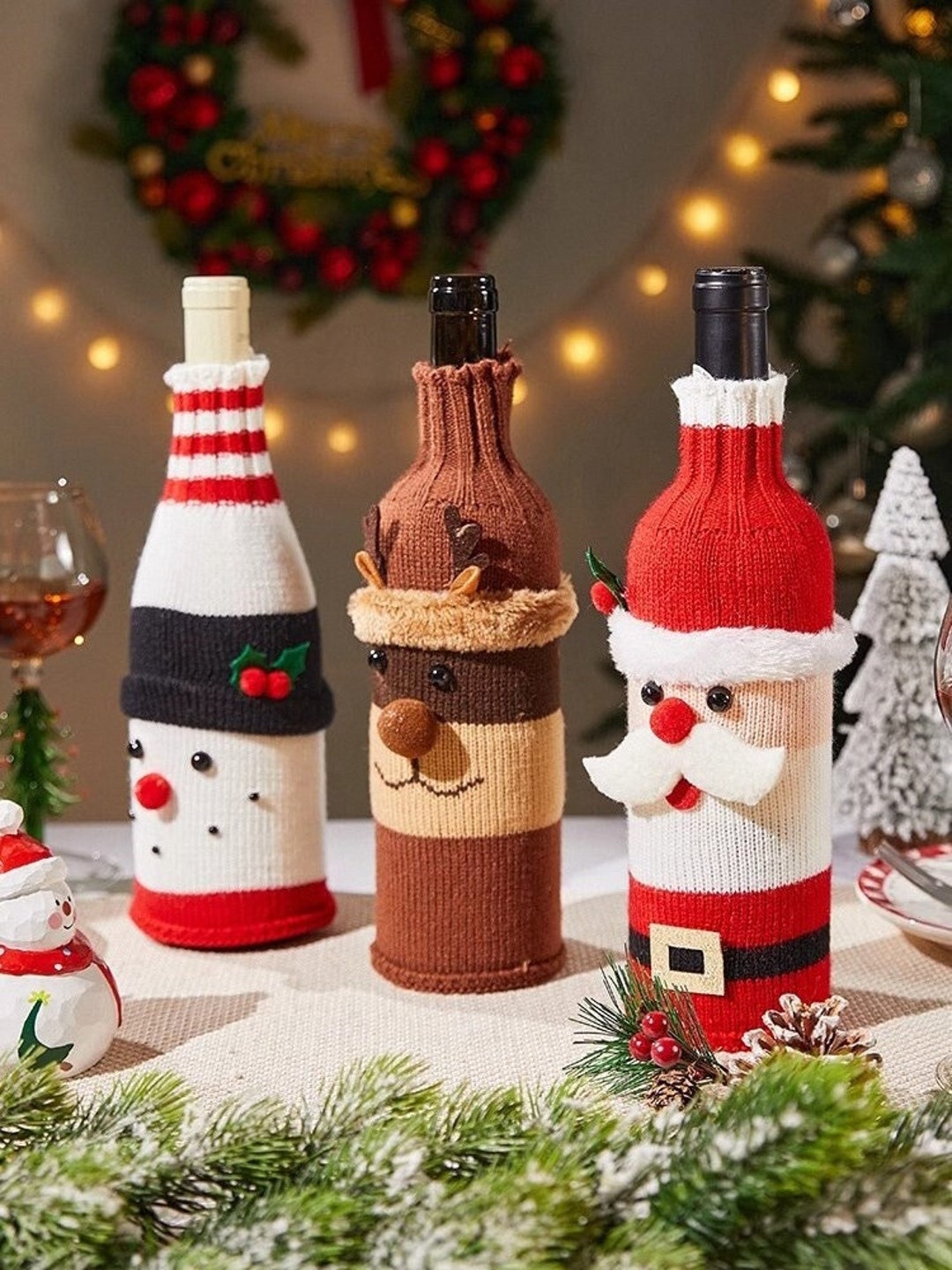 Handmade Christmas Sweater Wine Bottle Cover Christmas Wine Etsy