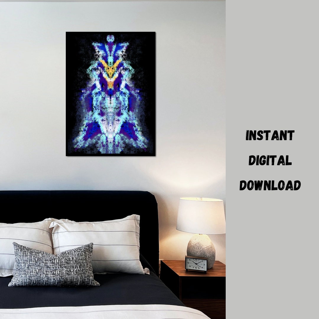 Blue Abstract Printable Wall Art Colorful Painting Modern Home Etsy