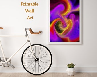 Colorful vortex abstract painting printable wall art whirlpool painting abstract shape modern art decor digital download vibrant colored art