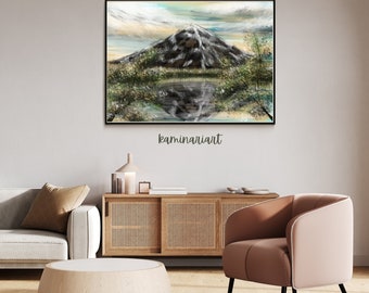 Druckbare Natur Berg Kunstwerk Landschaft digitaler Kunstdruck modern home-Office Dekor Sofort-Download kreative Wand-Dekor Natur thematisiert