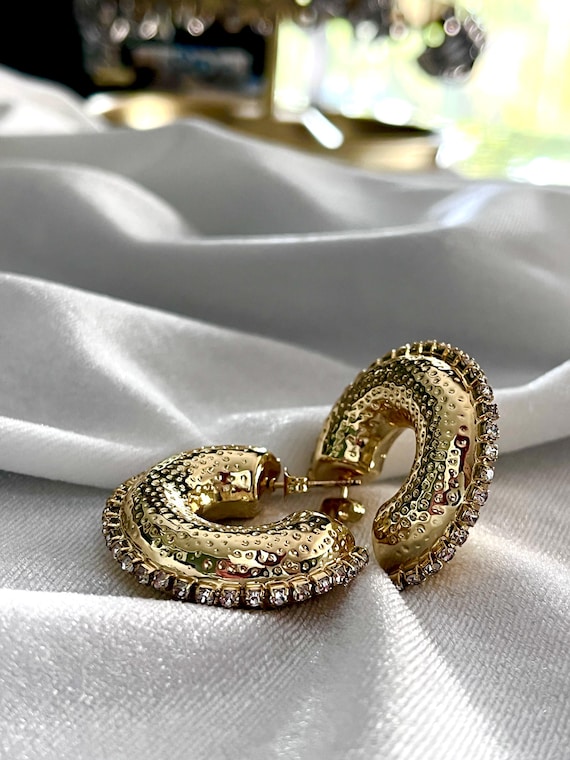 Jewellery 80s Hoop Earrings 80s Vintage Gold Chunky Hoop Earrings