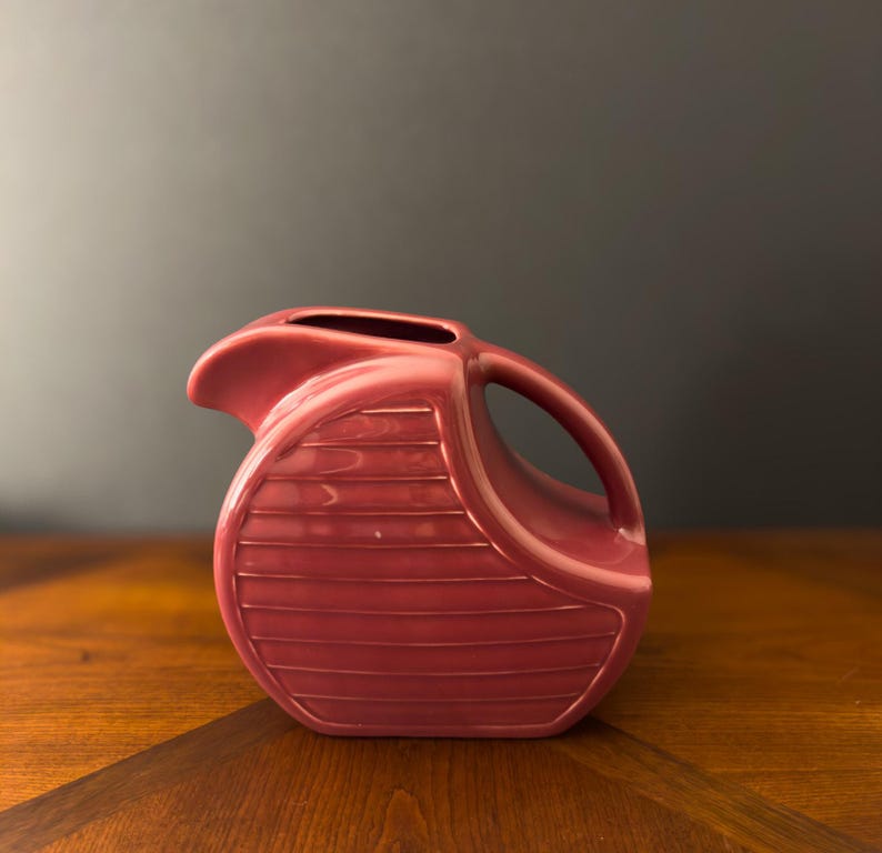 Art Deco Style Pitcher by Feltman Langer 1980s Maroon image 3