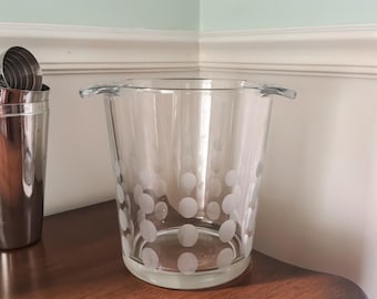 Mikasa “Cheers” Crystal Ice Bucket with Frosted Polka Dot Pattern, Made in France