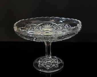 Antique EAPG Compote, “Madora” Pattern by JB Higbee Glass Co. | AKA “Arrowhead in Oval”