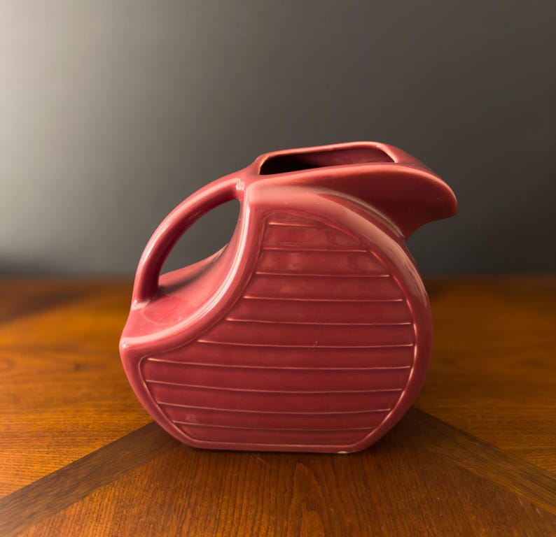 Art Deco Style Pitcher by Feltman Langer 1980s Maroon image 4