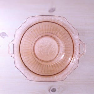 1930s “Mayfair Open Rose” Pink Depression Glass Serving Bowl with Handles by Hocking Glass