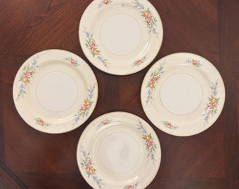 Homer Laughlin Eggshell Nautilus Bread Plates, Ferndale Pattern, Set of 4