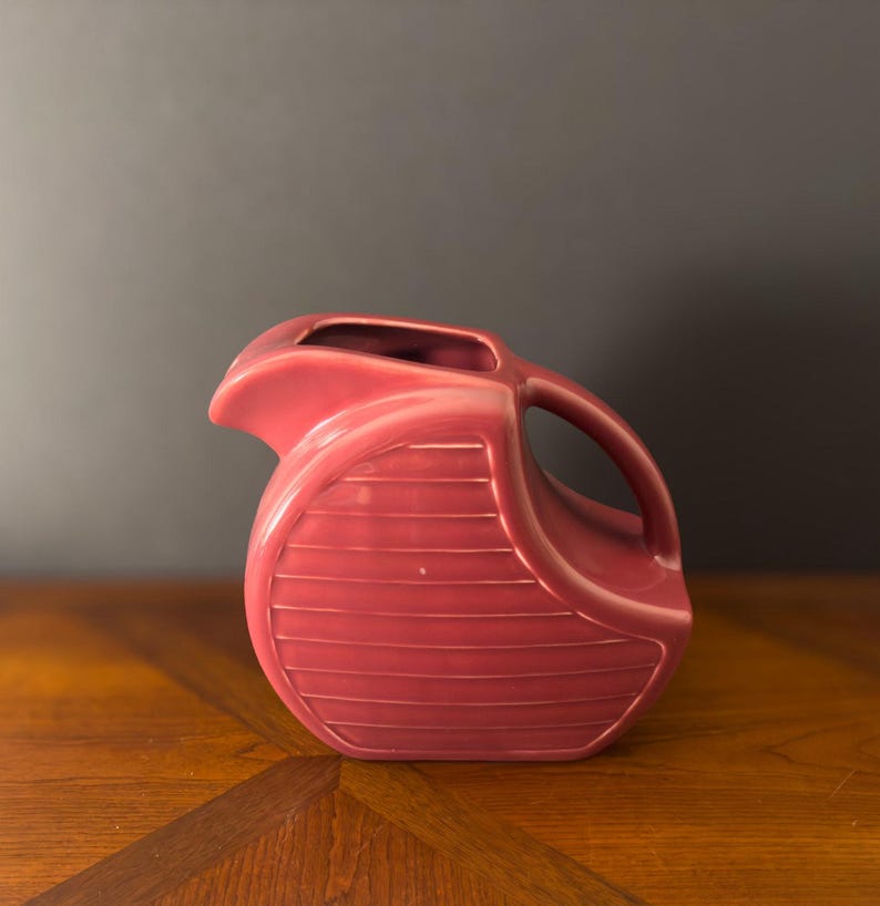 Art Deco Style Pitcher by Feltman Langer 1980s Maroon image 2