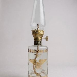1970s Miniature Oil Lamp • Bicentennial • Gold Eagle Design