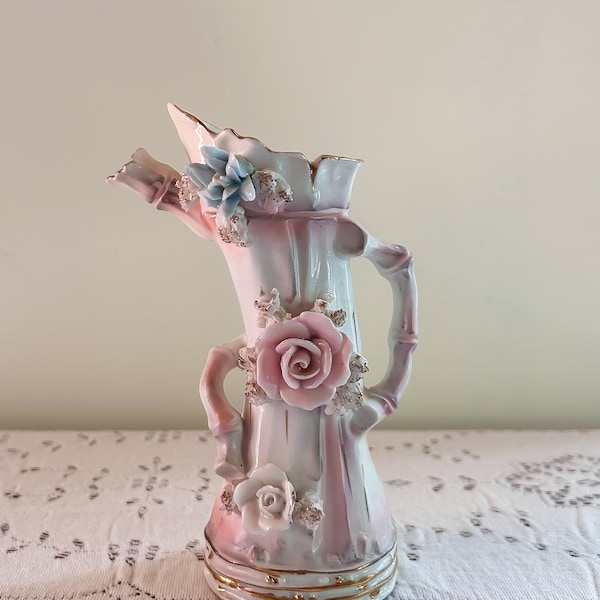 Vintage Porcelain Pitcher | Bud Vase | Floral