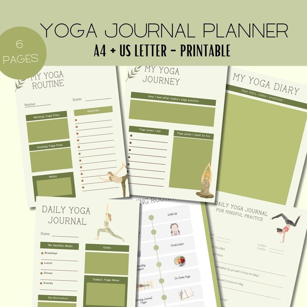 Yoga Journal Printable - Yoga Planner -Yoga Planner  Your Unique Guide to Inner Peace and a Healthy Life - Yoga Journal Set