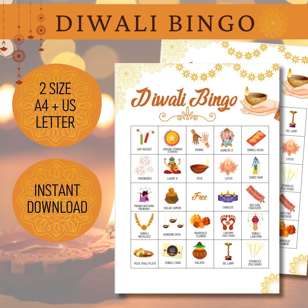 Diwali Bingo Game, Diwali Party Games, Printable Diwali Bingo ...