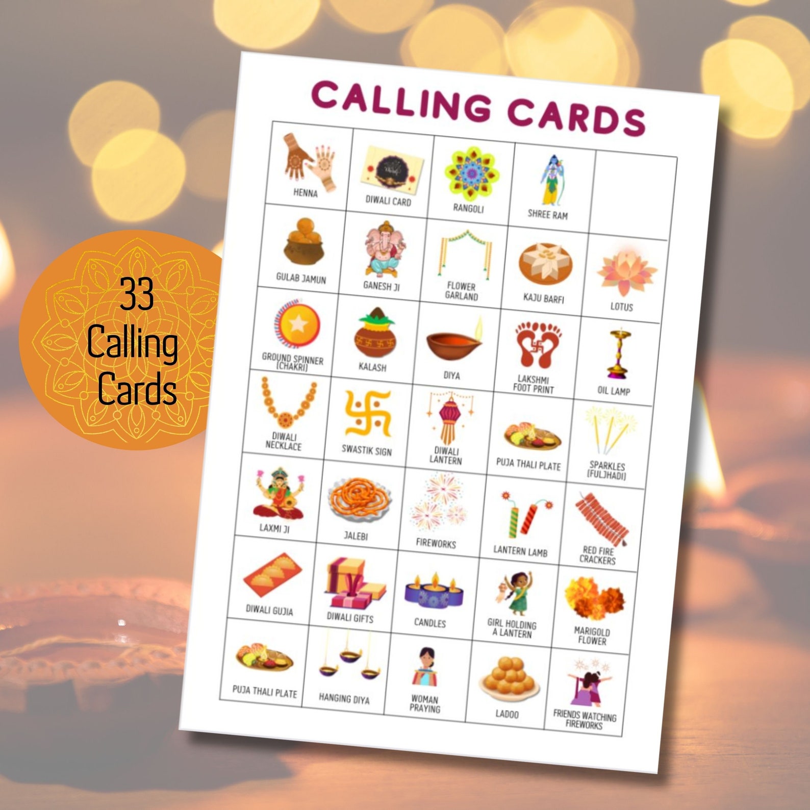 Diwali Bingo Game Diwali Party Games Printable Diwali Bingo