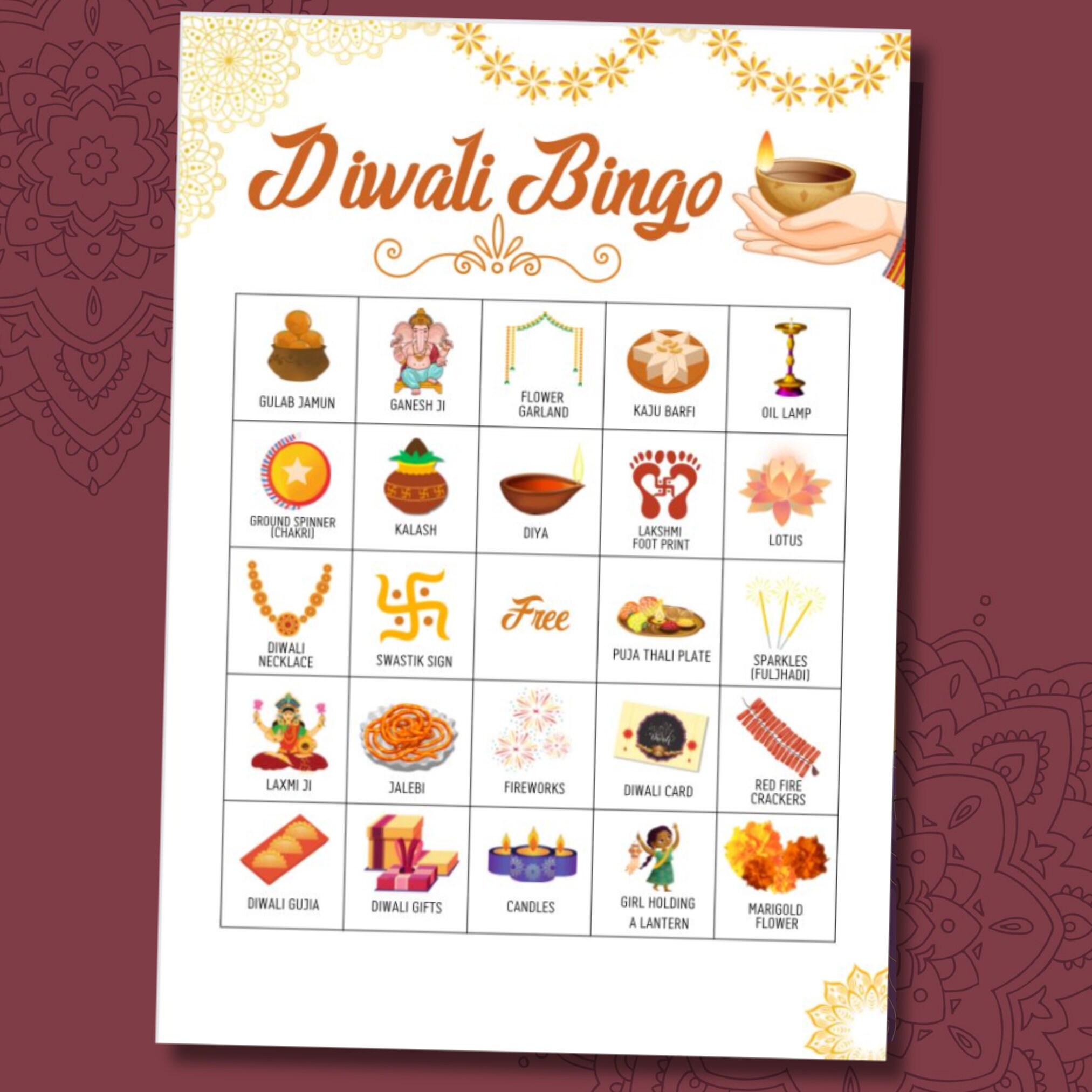 Diwali Bingo Game, Diwali Party Games, Printable Diwali Bingo ...