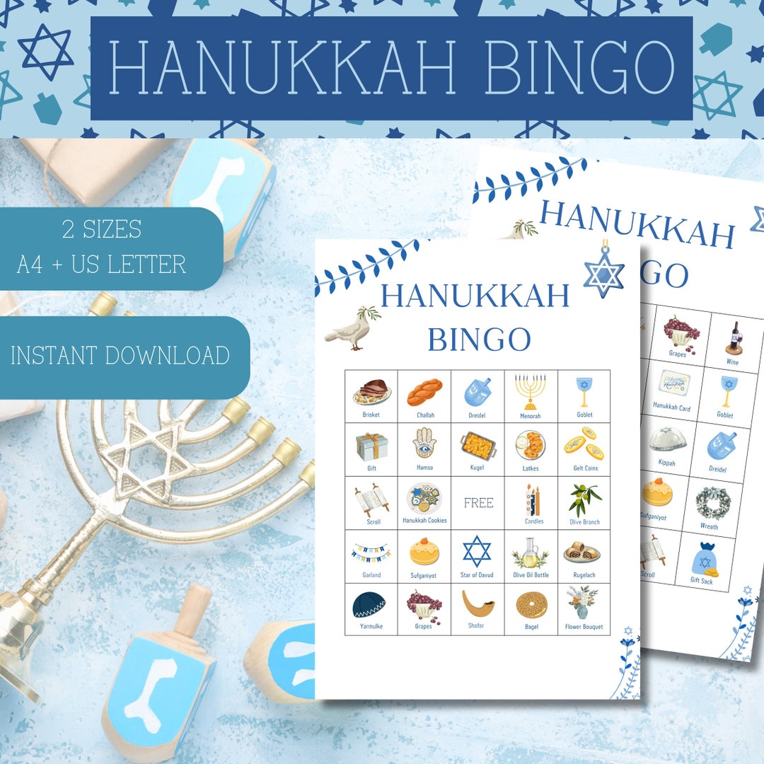 Hanukkah Bingo Game Hanukkah Party Games printable Hanukkah Bingo