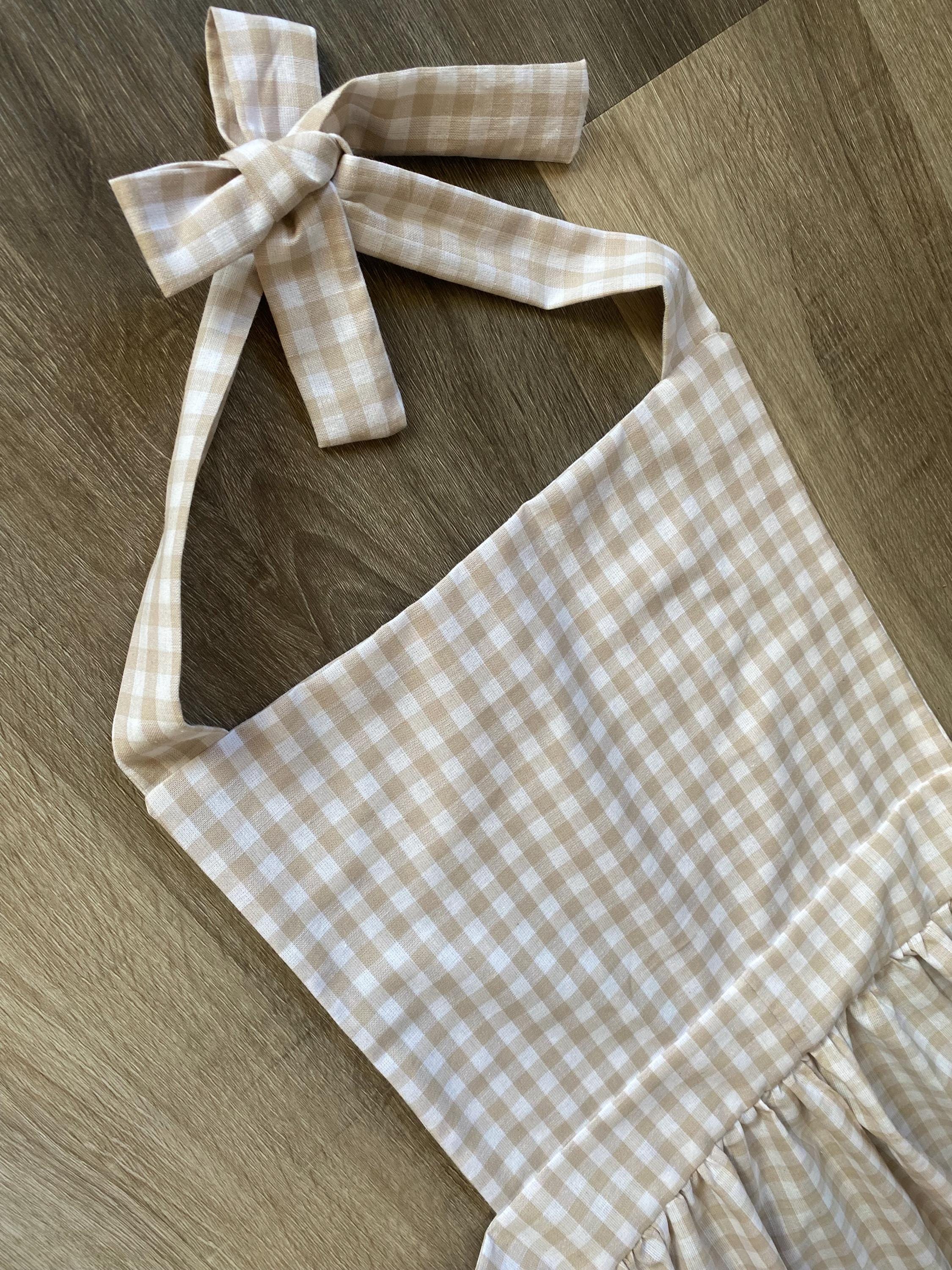 FRANCES - Cotton Linen Blend Apron With Split Leg Detail in Beige