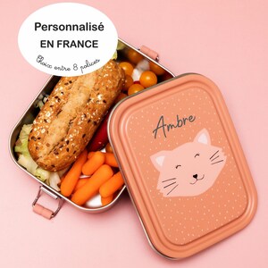 Boite à goûter personnalisé enfant chat - lunch box école enfant personnalisable, boite repas nom, cadeau pour enfant