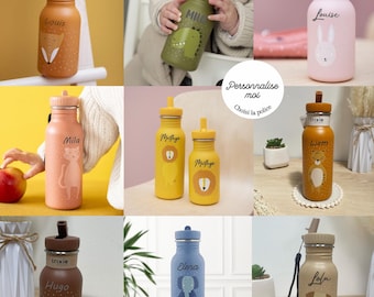 Personalized Trixie children&#39;s bottle, 350ml/500ml - children&#39;s school bottle with first name, children&#39;s bottle with straw, personalized children&#39;s bottle