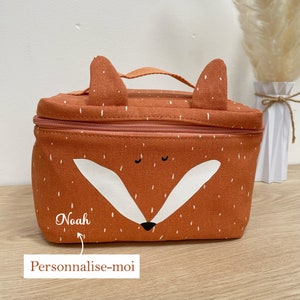 Sac repas prénom enfant personnalisé gouter école animaux trixie, lunch bag école prénom,  sac repas nom école, sac repas sortie scolaire