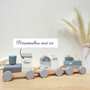 Personalized little birth train, baby gift, wooden train, birth gift, child&#39;s toy 18 months.