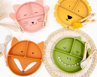 Cadeaux bébé, assiettes pour bébé, naissance, cadeau de baptême, cadeau petite fille, couverts pour bébé, cadeaux 1 an 2 ans assiette enfant